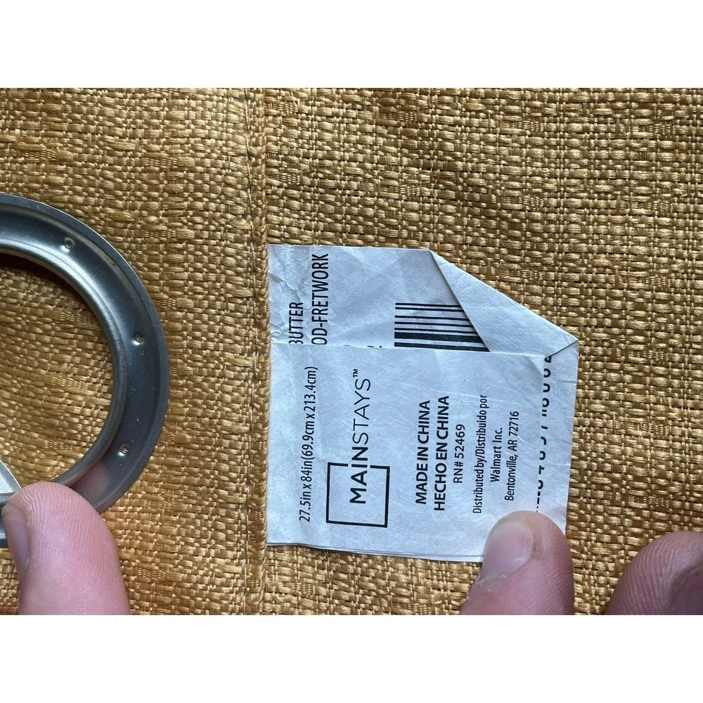Mainstays Kingswood Fretwork Grommet Curtain Panel Brown Butter 27.5x84 Set of 2